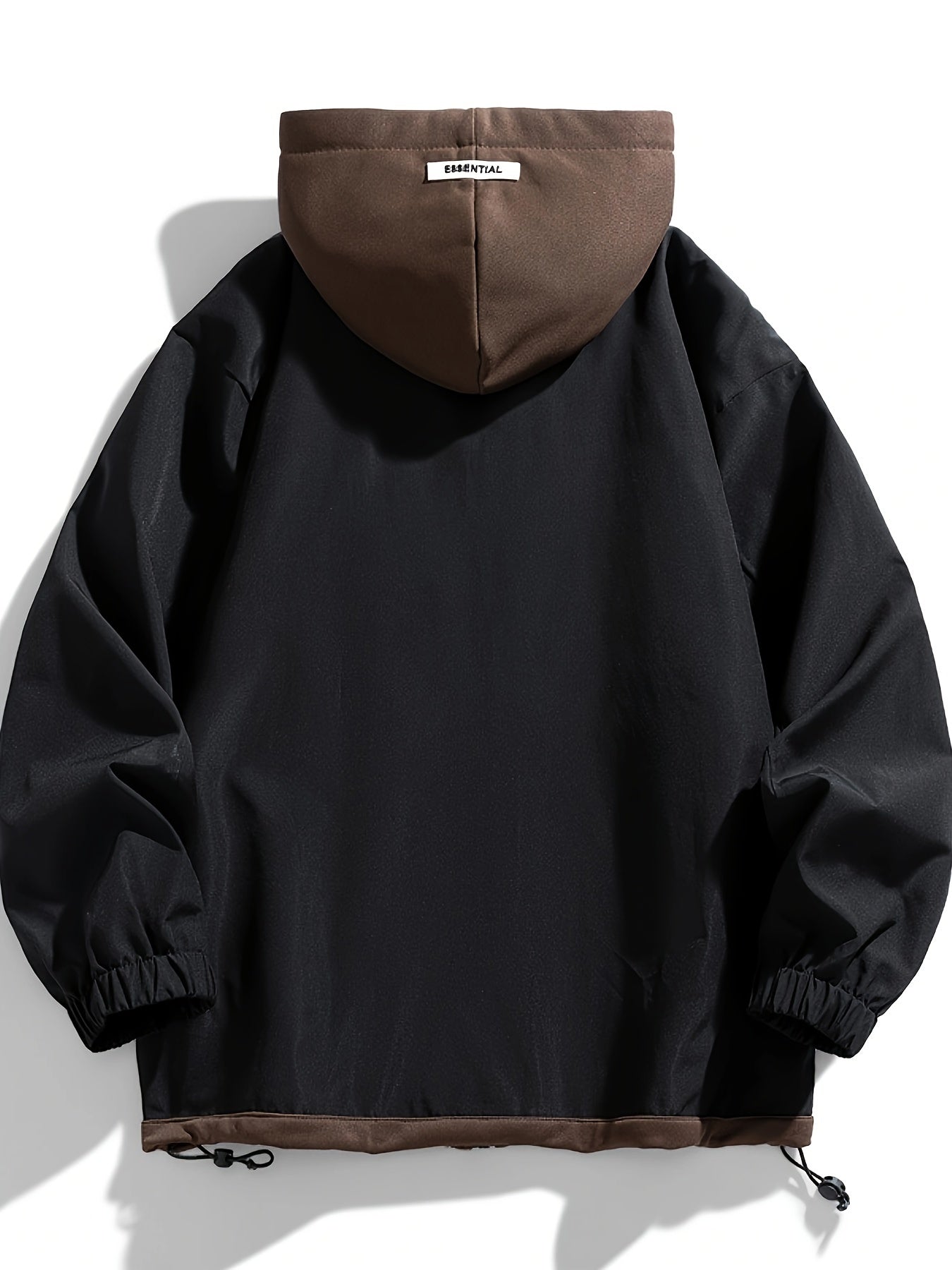 Veste Homme Coupe-Vent avec Capuche Intégrée Amovible Style Décontracté Noir Marron