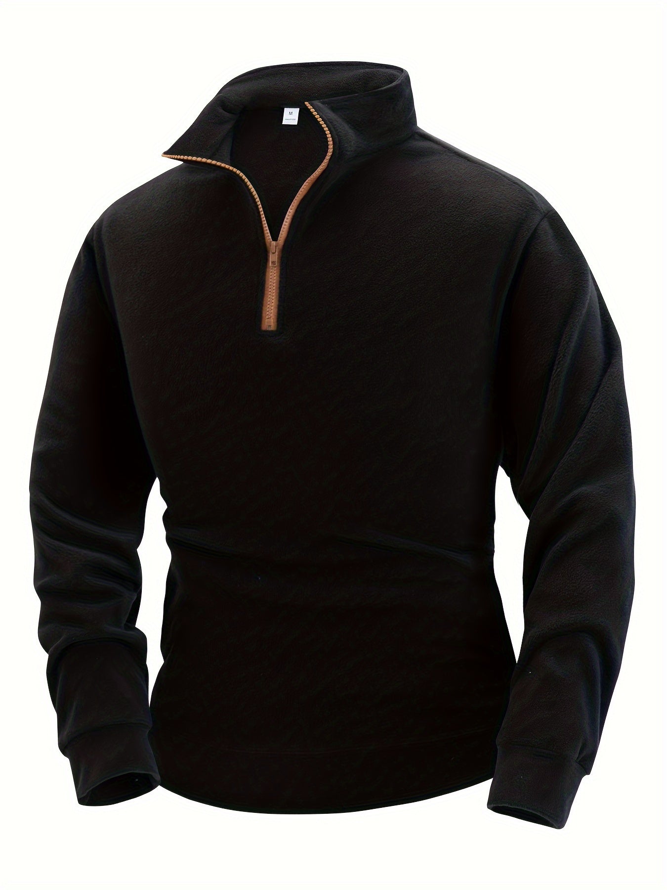 Polaire Homme Col Montant Bleu Marine Fermeture Éclair Marron