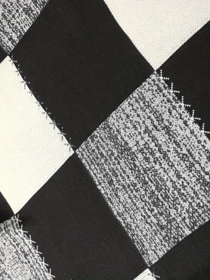 Sweat à Capuche Homme Motif Carreaux Bicolore Maille Décontracté