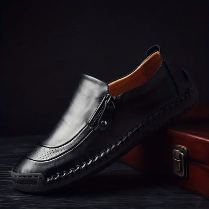 Mocassins décontractés vintage pour homme à fermeture éclair – Style urbain pour usage quotidien ou soirée