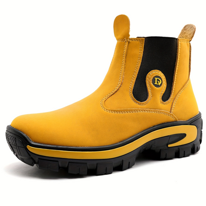 Bottes Chelsea Homme Robustes Semelle Crantée Jaune Noir