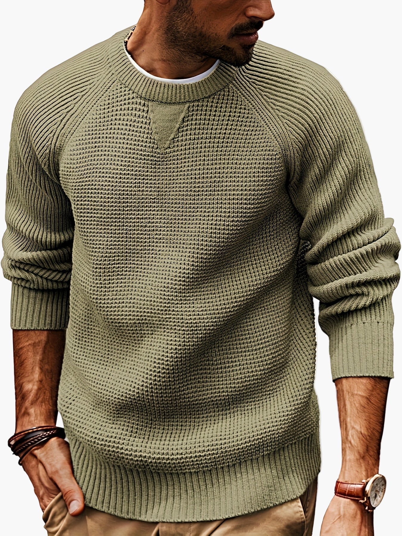 Men's vintage style round neck sweater – Casual pullover for all seasons