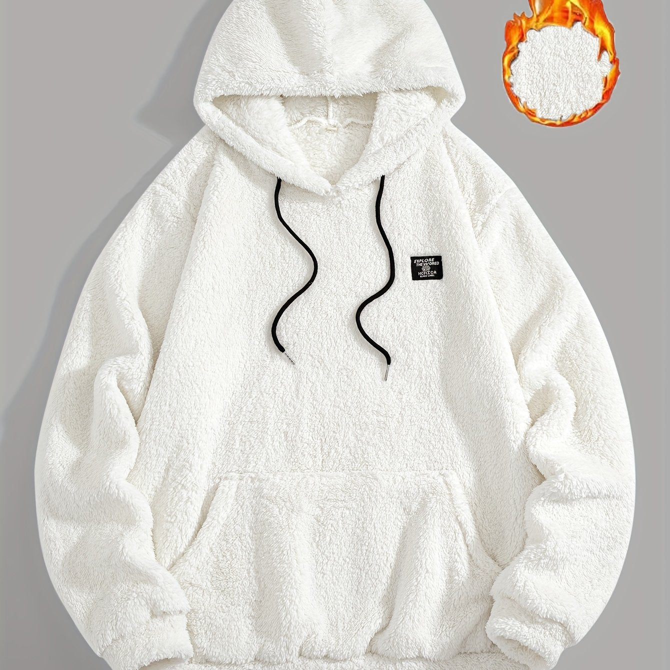 Sweat à Capuche Molletonné Chaud avec Cordon de Serrage et Poche Kangourou
