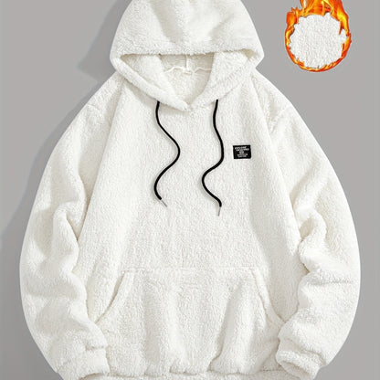 Sweat à Capuche Molletonné Chaud avec Cordon de Serrage et Poche Kangourou
