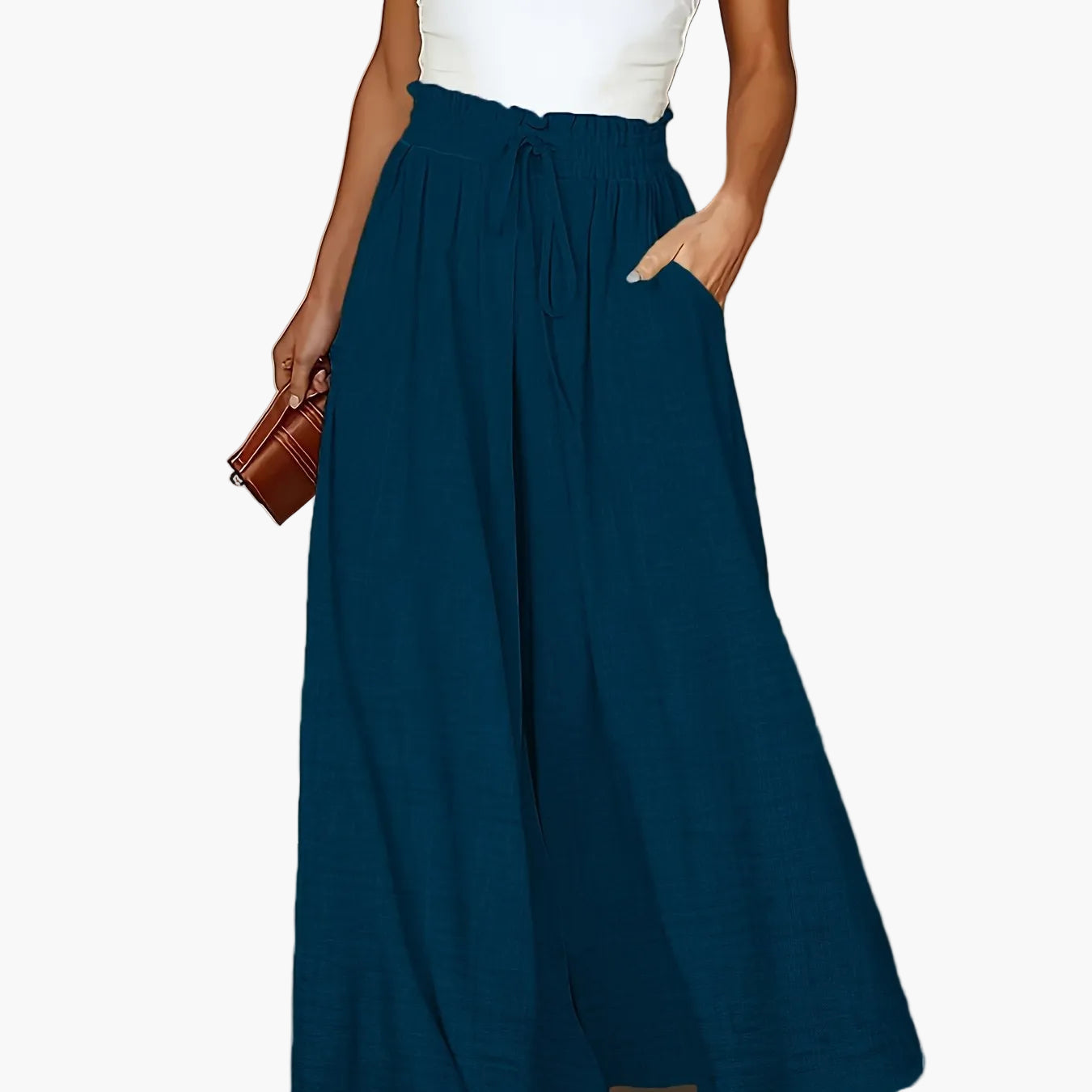 Pantalon large taille haute femme style élégant pour printemps et automne
