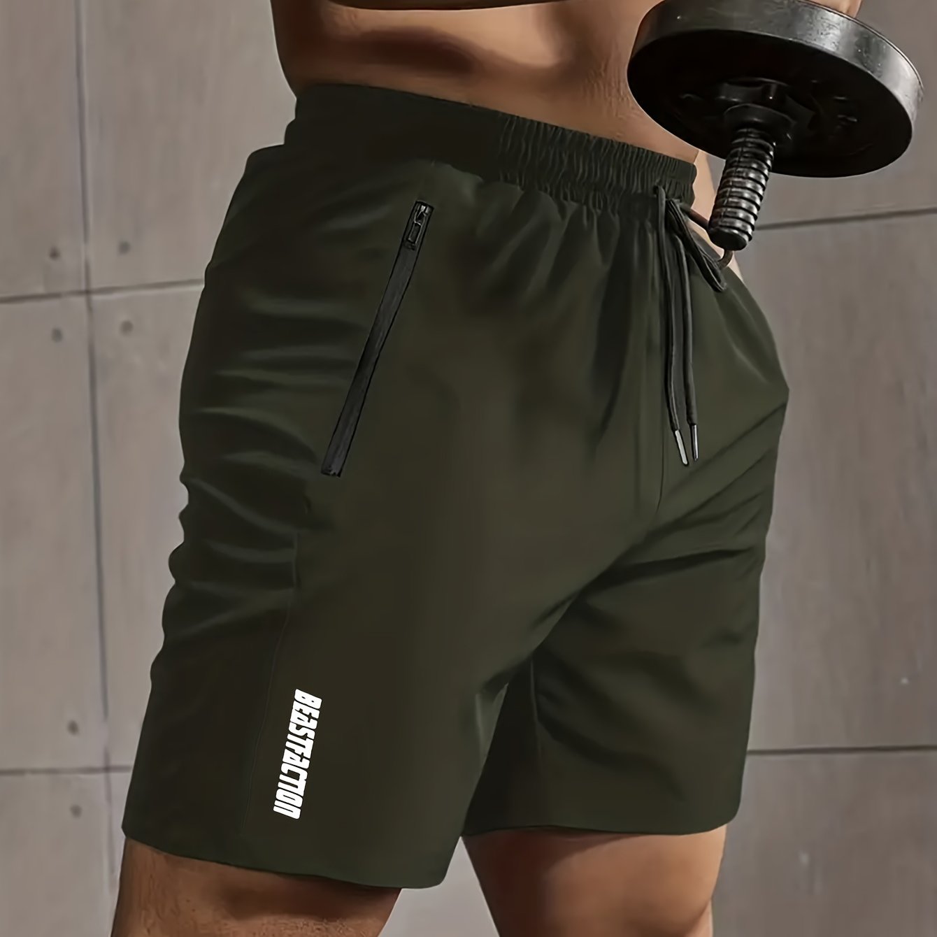 Short de sport pour homme style fitness avec poches zippées - Idéal entraînement et gym