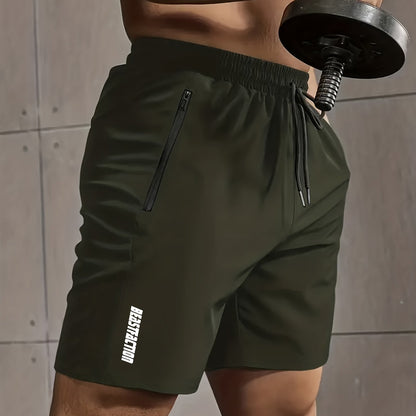 Short de sport pour homme style fitness avec poches zippées - Idéal entraînement et gym