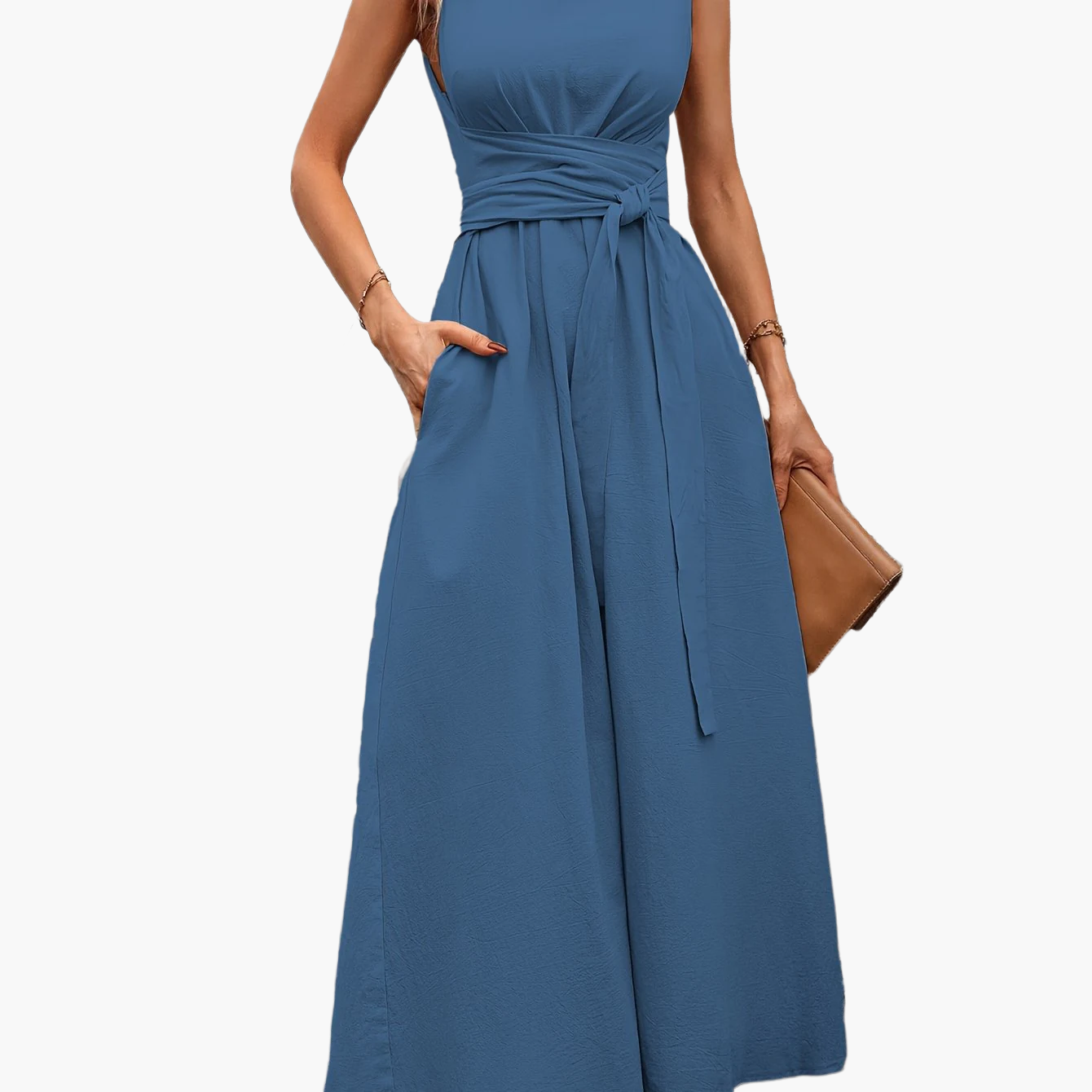 Tuta elegante senza maniche da donna stile casual per estate e uscite
