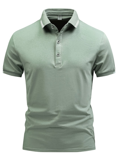 Polo casual da uomo con colletto abbottonato stile urbano