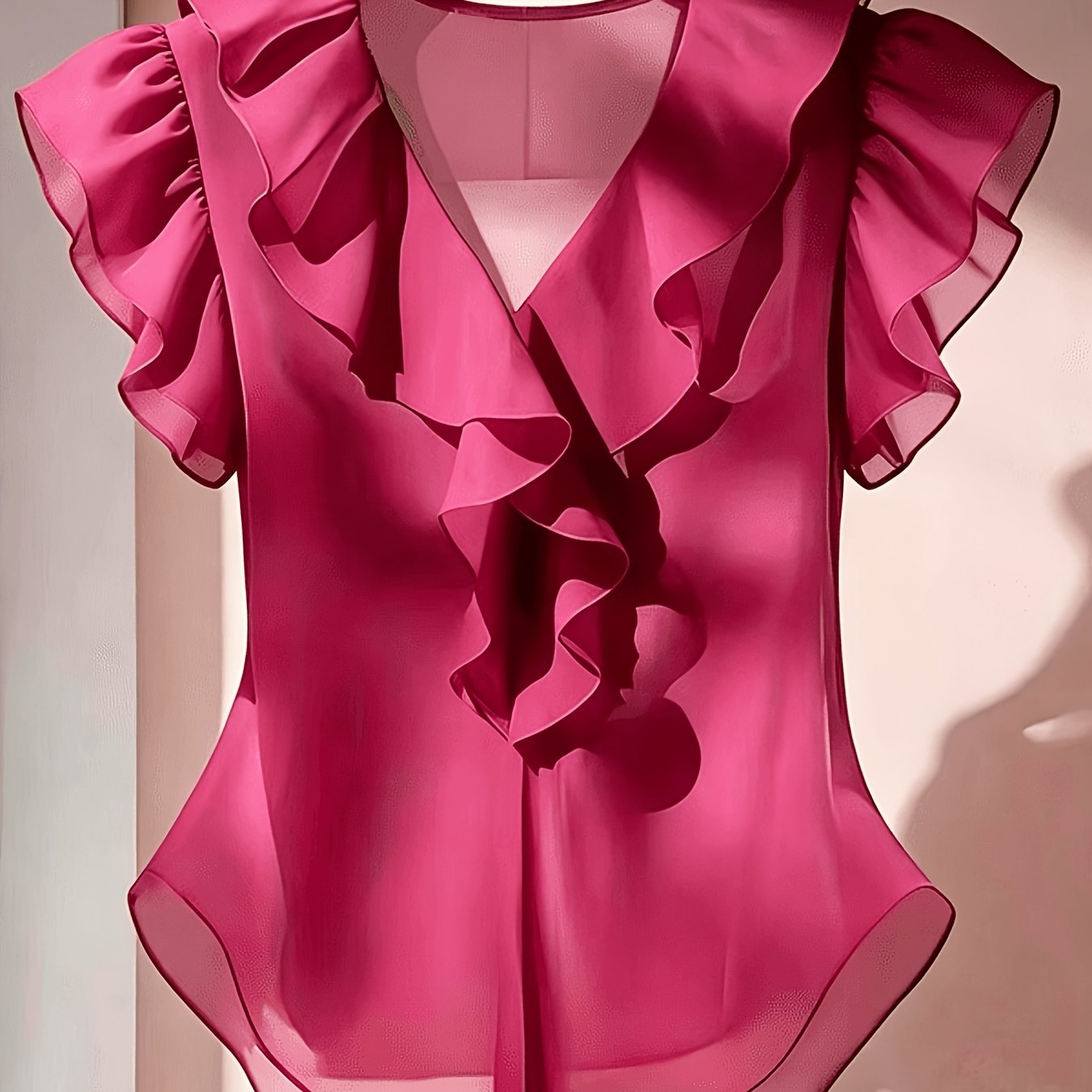 Blouse Femme Élégante à Volants Style Romantique pour Tenue Chic et Bureau