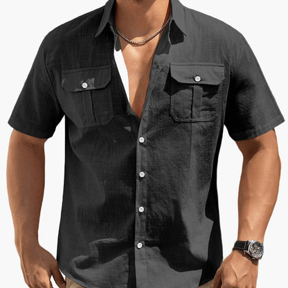 Kurzärmeliges Casual-Herrenhemd mit Taschen – ideal für Sommer und Freizeit