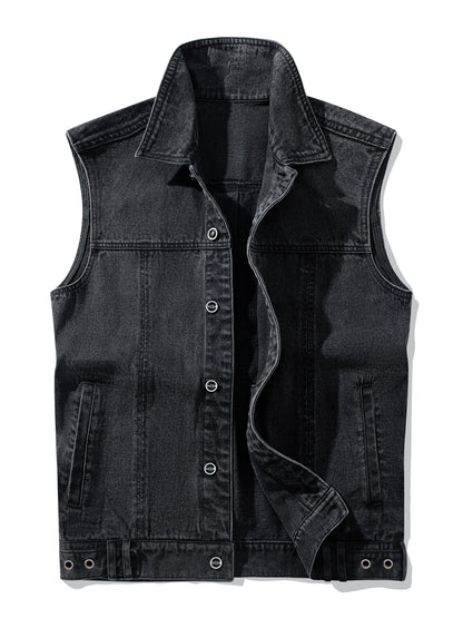 Gilet sans manches style jean décontracté pour homme – Idéal pour un look urbain tendance