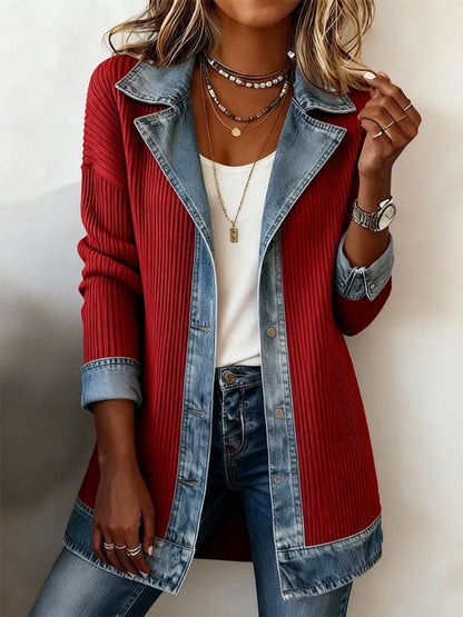 Veste blazer élégante pour femme style urbain chic à revers contrastés