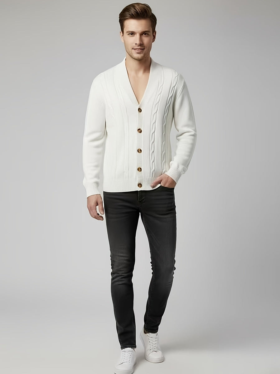 Herren-Cardigan aus Strick mit Schalkragen und Knöpfen