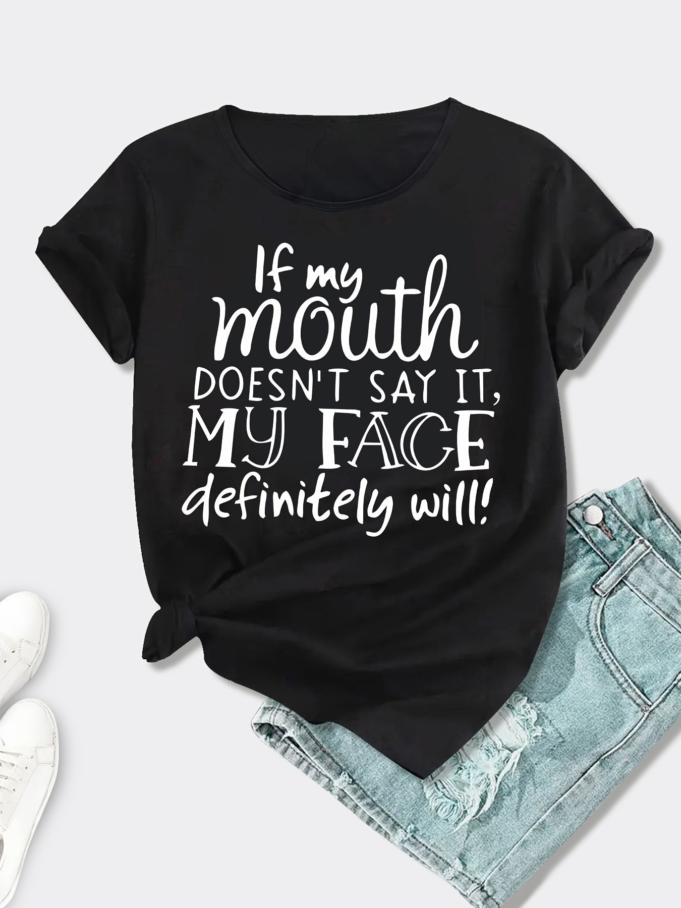 Casual dames T-shirt met humoristische tekst – Ideaal voor de zomer, trendy stijl