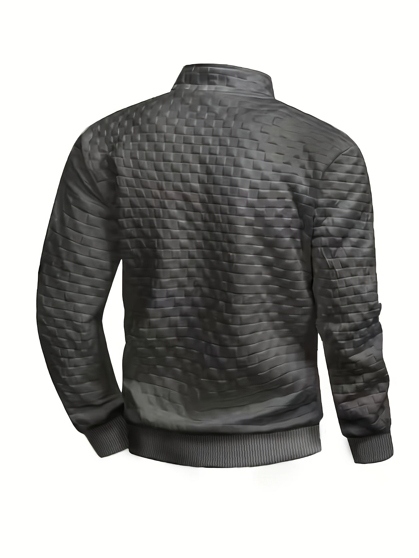 Pull homme matelassé motif géométrique avec col montant zippé et patch manche