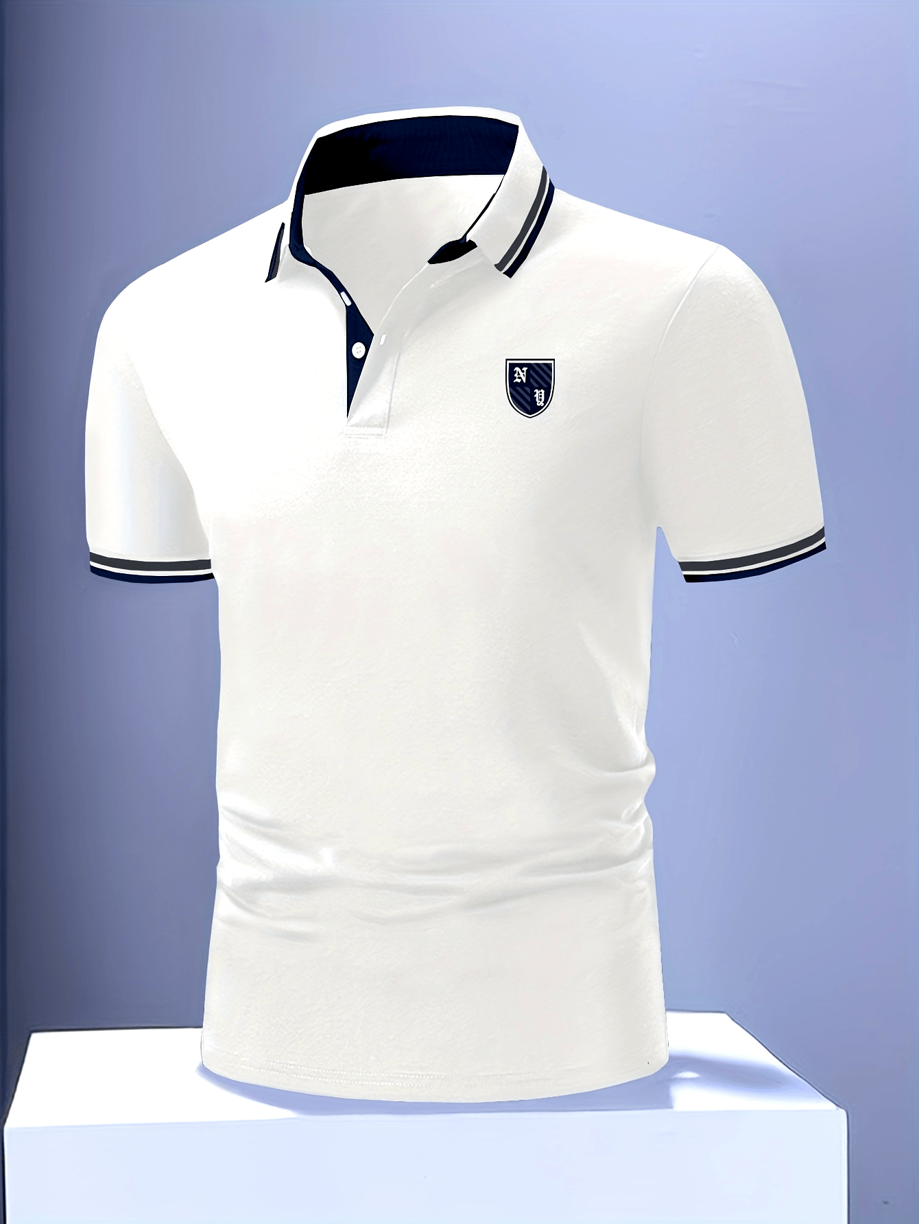 Polo décontracté pour homme style universitaire, col élégant, manches courtes, idéal pour l'été