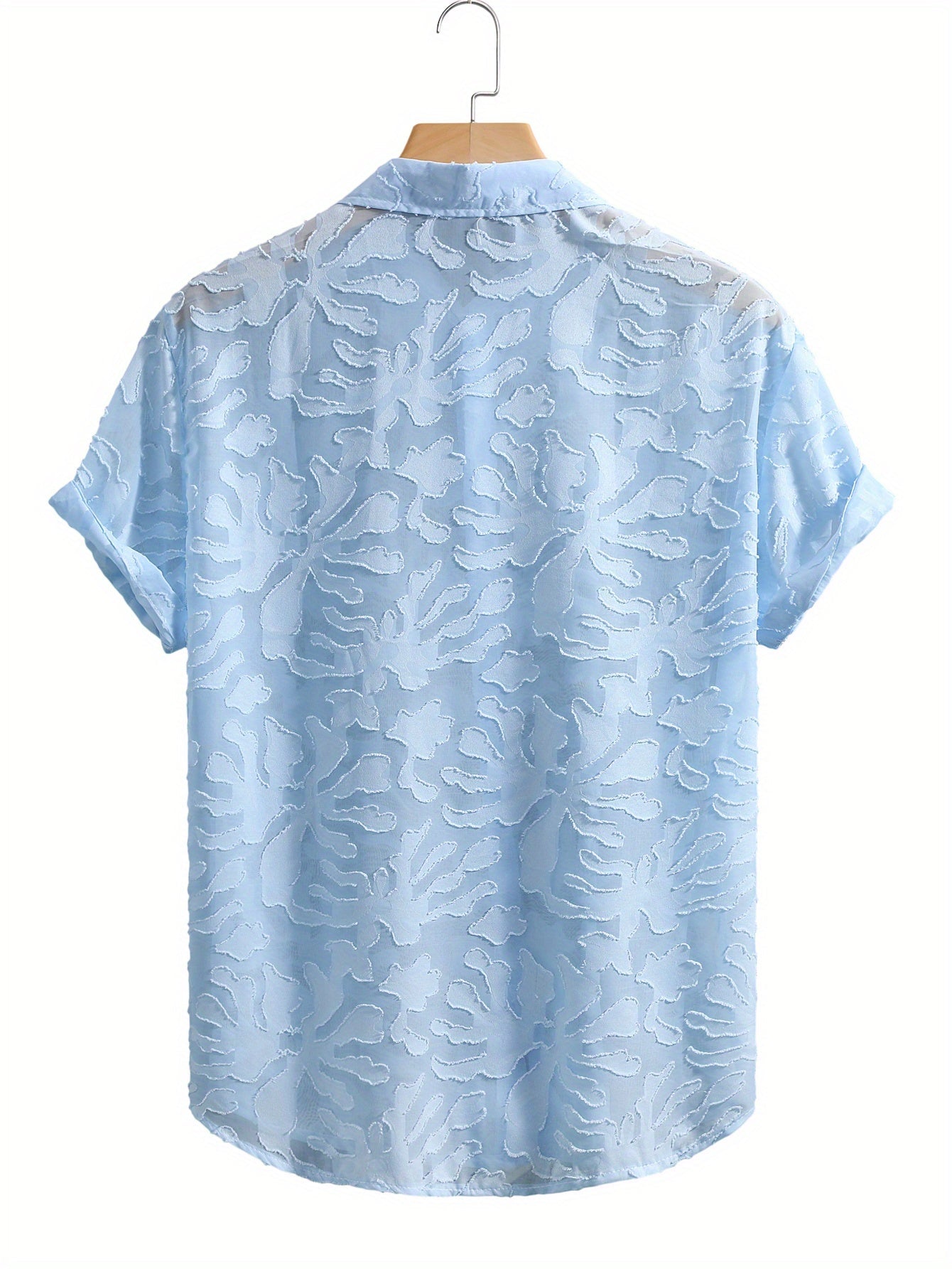 Herreskjorte med korte ærmer og præget blomsterprint, elegant sommerstil