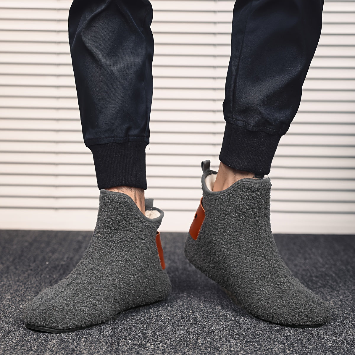 Bottes souples en tissu bouclé Homme, Intérieur fourré, confortables, multiples couleurs