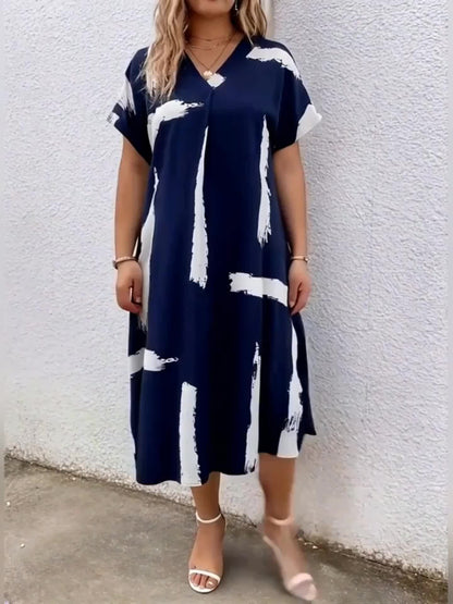 Robe tunique élégante pour femme à imprimé artistique, style décontracté chic