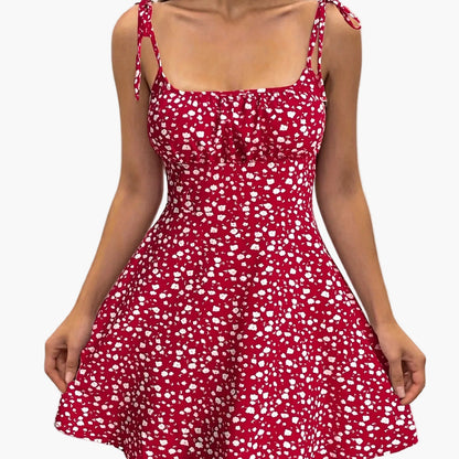 Robe d'été féminine style chic à bretelles et imprimé fleuri - Idéale pour sorties et vacances