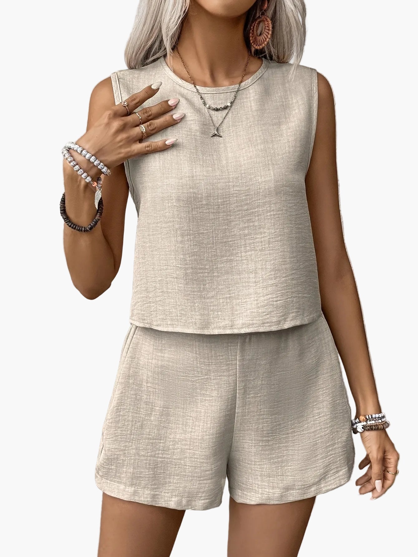 Elegant Sleeveless Women's Short Jumpsuit Casual Summer Style