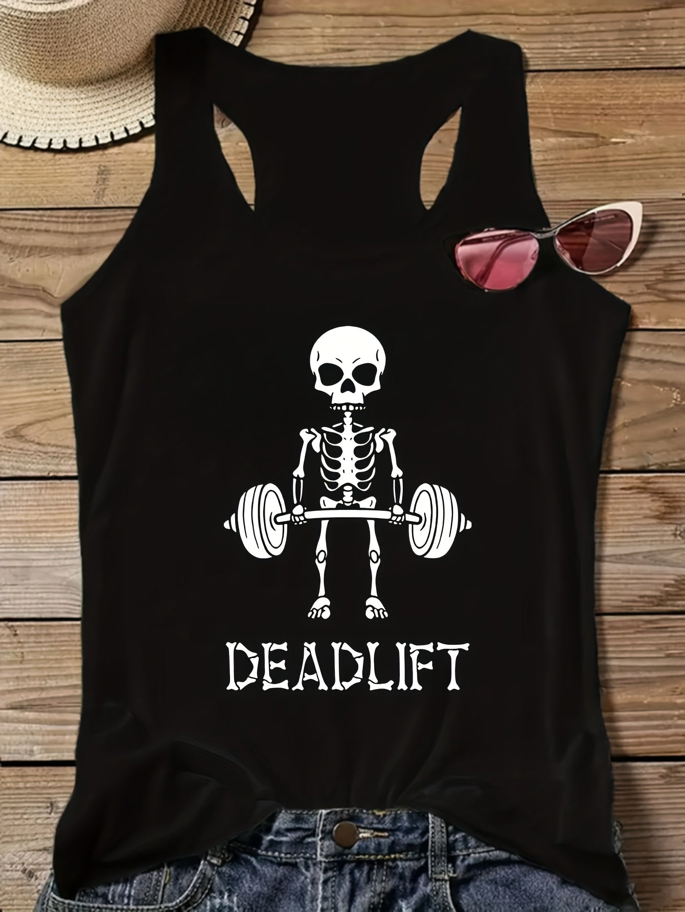 Débardeur Femme Sport Motif Squelette Deadlift – Style Fitness Humour