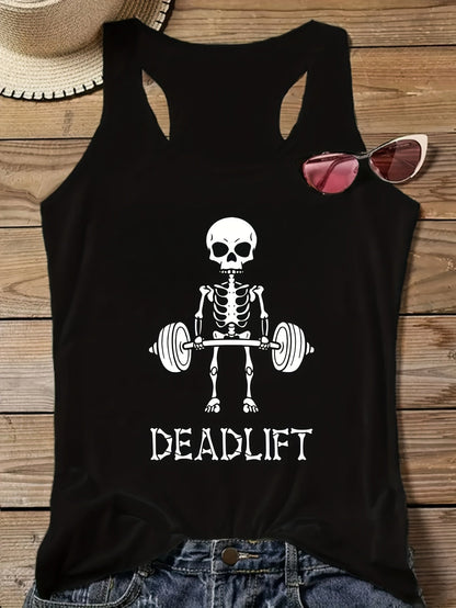 Débardeur Femme Sport Motif Squelette Deadlift – Style Fitness Humour