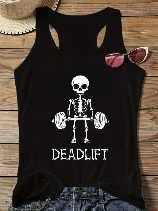 Débardeur Femme Sport Motif Squelette Deadlift – Style Fitness Humour
