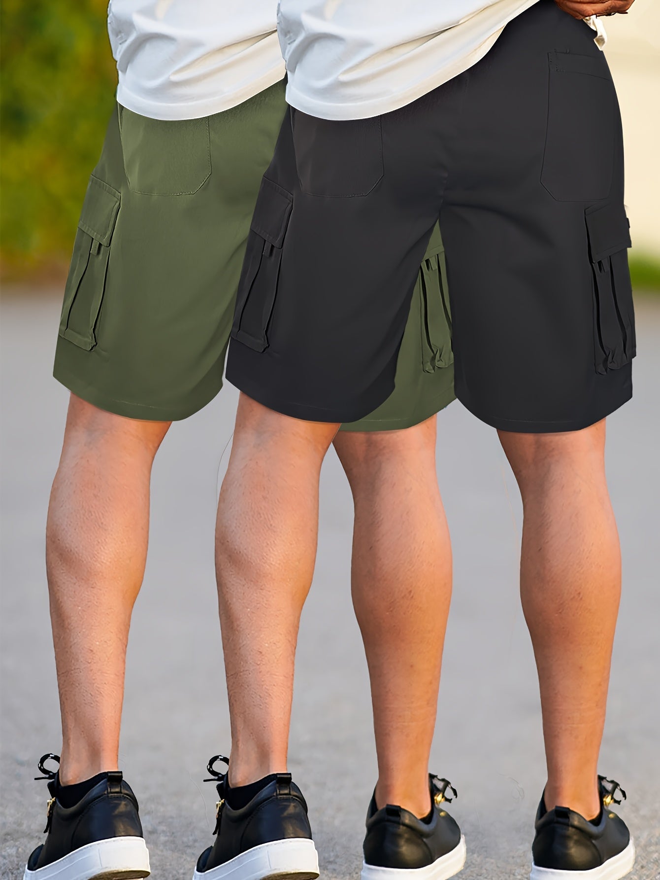 Shorts cargo casual da uomo 2 pezzi, stile urbano e versatile, ideali per il tempo libero e le attività all'aperto