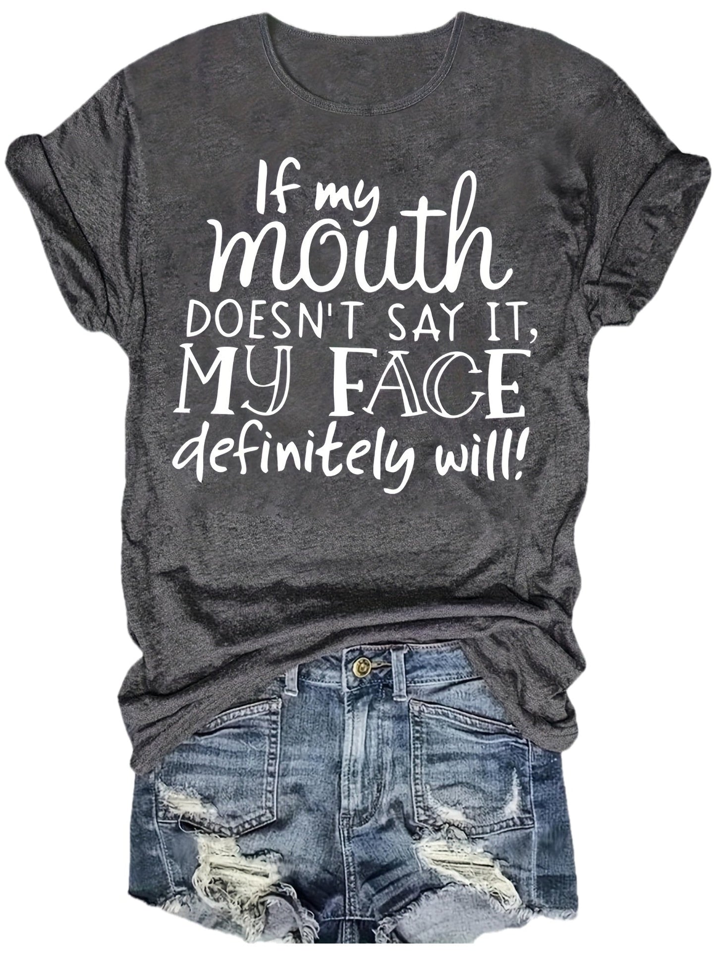 Casual dames T-shirt met humoristische tekst – Ideaal voor de zomer, trendy stijl