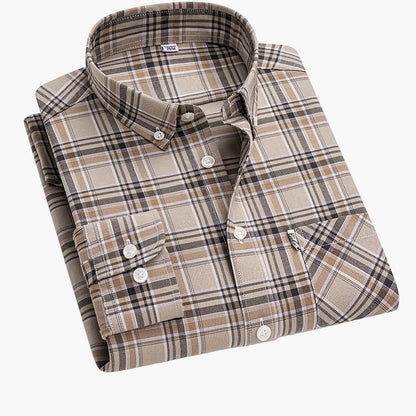 Chemise décontractée à carreaux pour homme, style week-end, manches longues, coupe régulière
