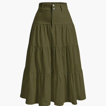 Długa spódnica damska z wysokim stanem w stylu boho, elegancka na wiosnę i lato