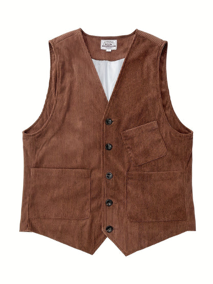 Gilet Homme Élégant Style Vintage Décontracté pour Travail et Loisirs