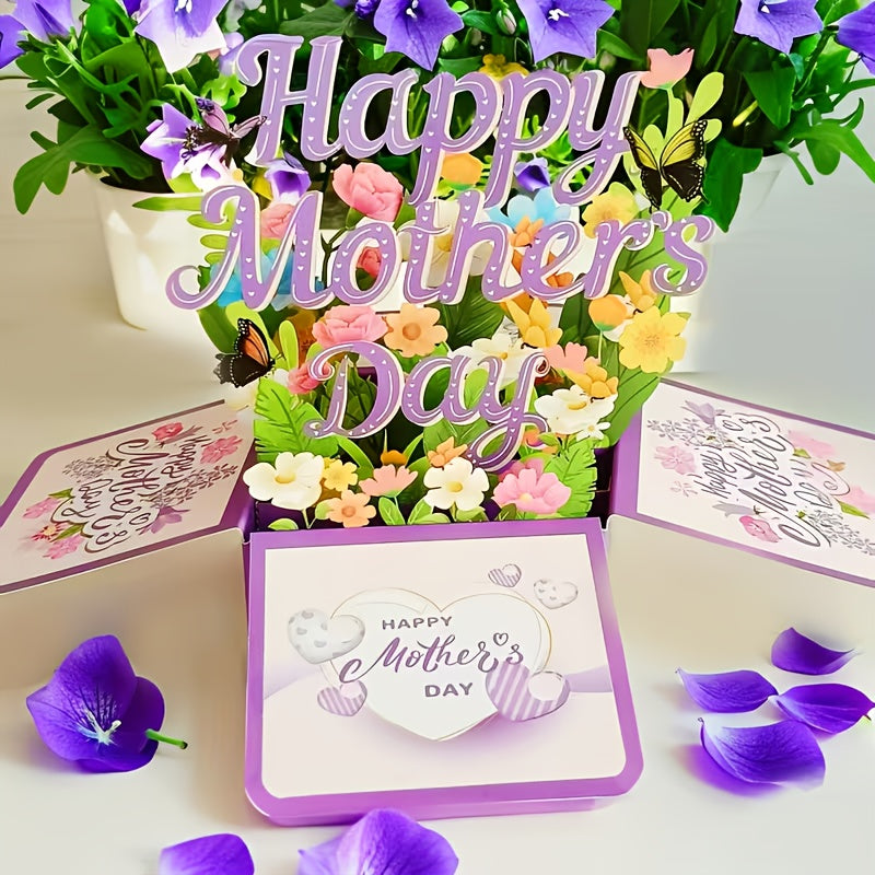 Carte Pop-Up Fleurie 3D pour la Fête des Mères – Décoration et Message pour Femme