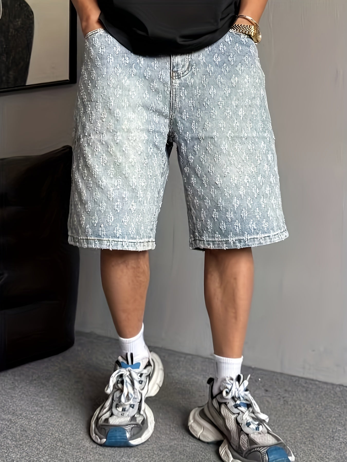 Bermuda uomo stile streetwear con motivo ricamato – Pantaloncini casual alla moda urbana