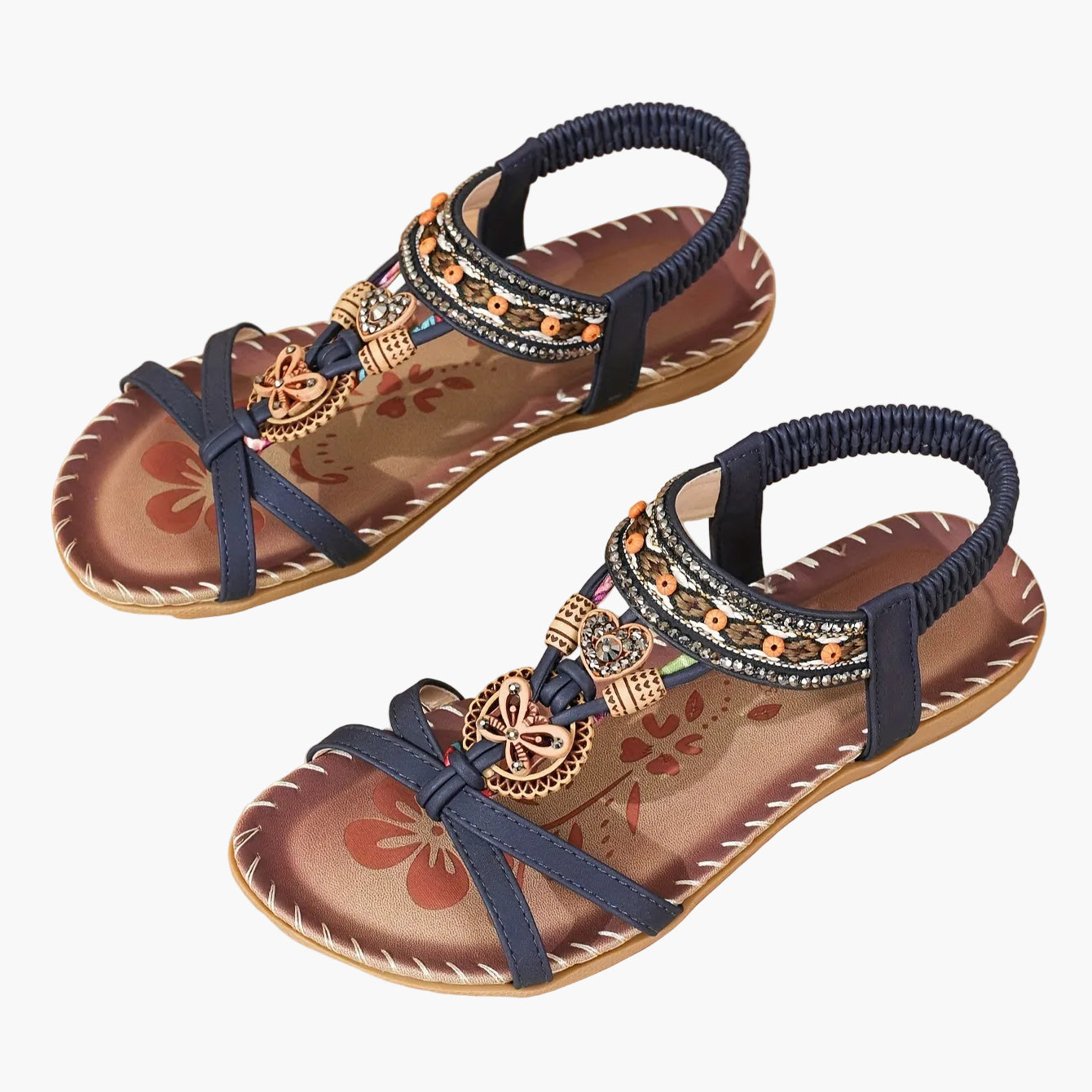 Boheme-sandaler til kvinder med pynt og ankelrem – afslappet chic stil