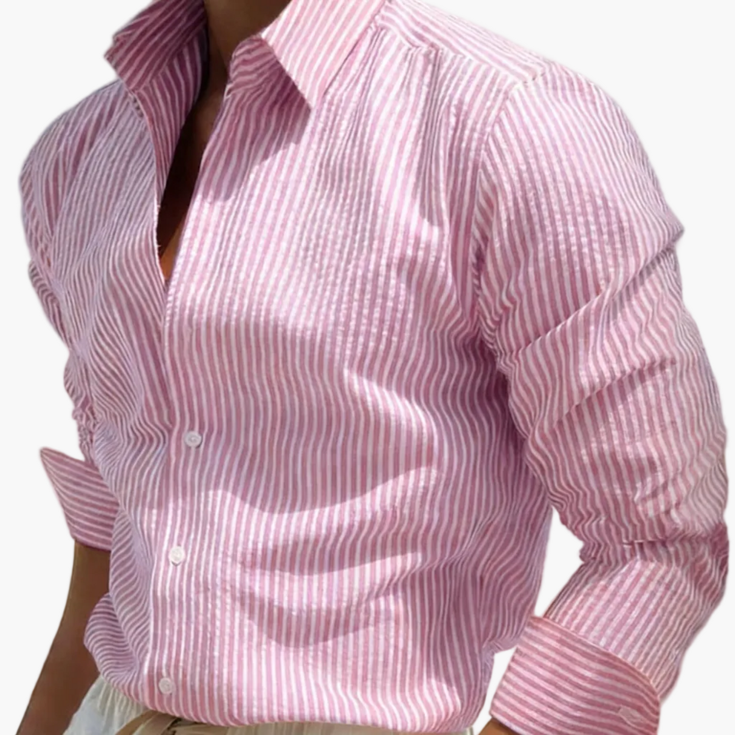 Chemise homme à rayures style décontracté pour la plage ou le bureau