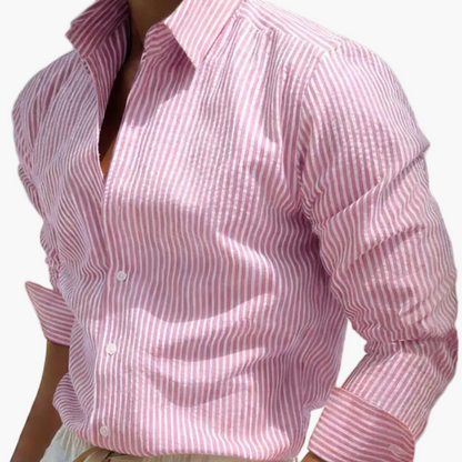 Chemise homme à rayures style décontracté pour la plage ou le bureau