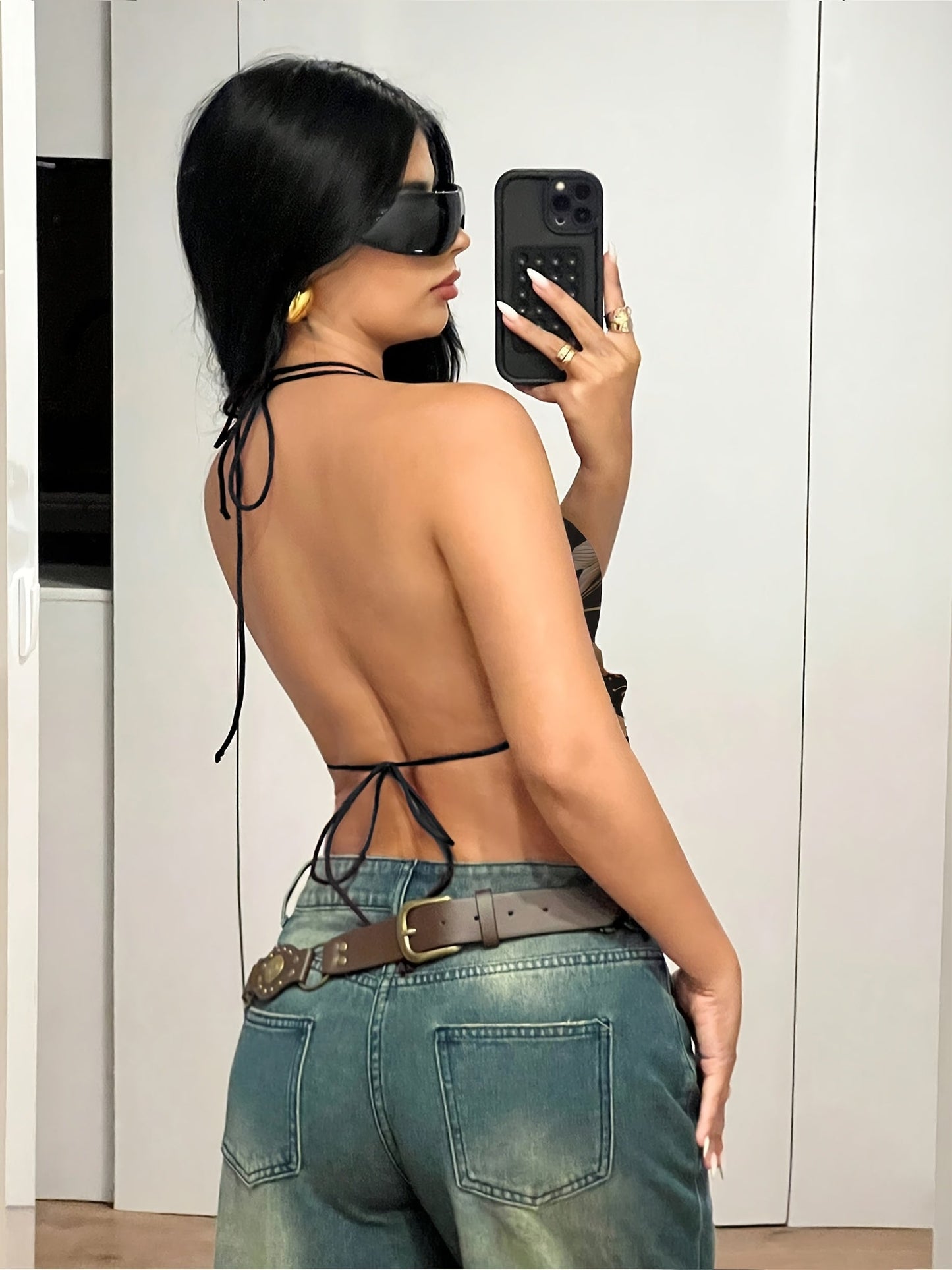 Body na plecy dla kobiet w stylu boho z kwiatowym wzorem na modny letni look
