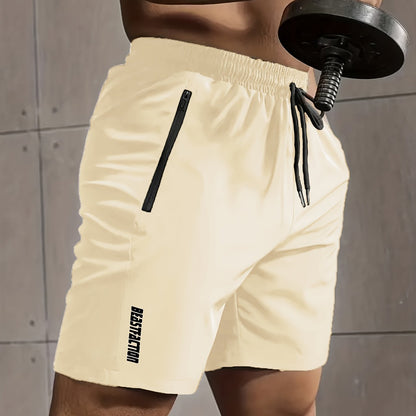 Short de sport pour homme style fitness avec poches zippées - Idéal entraînement et gym