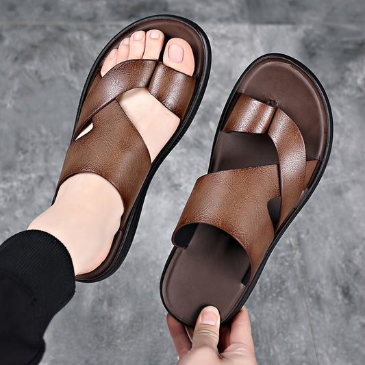 Herrsandaler med korslagd design för vardags- och fritidsbruk, slip-on