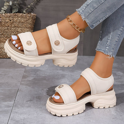 Sandales compensées élégantes pour femme à scratch – Style urbain décontracté
