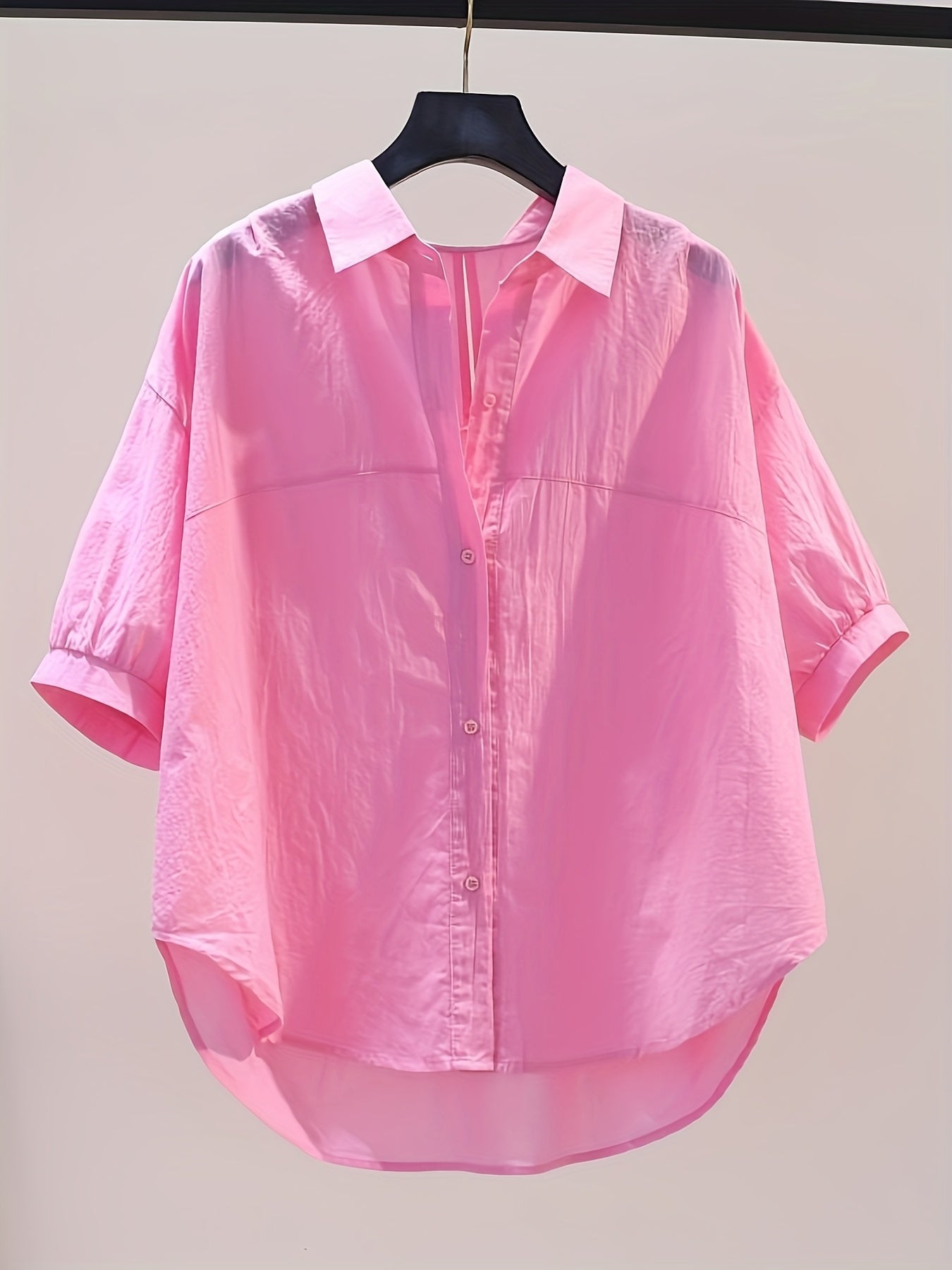 Chemisier ample femme style décontracté manches courtes col classique idéal bureau et loisirs