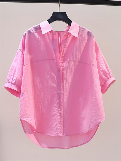 Chemisier ample femme style décontracté manches courtes col classique idéal bureau et loisirs