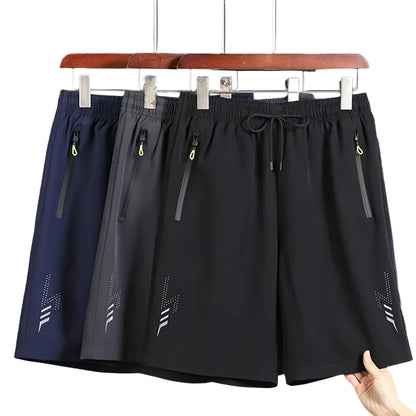 Short de sport décontracté pour homme avec poches zippées et motif géométrique