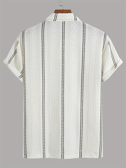 Chemise à manches courtes pour homme style polo rayures et motifs géométriques élégants