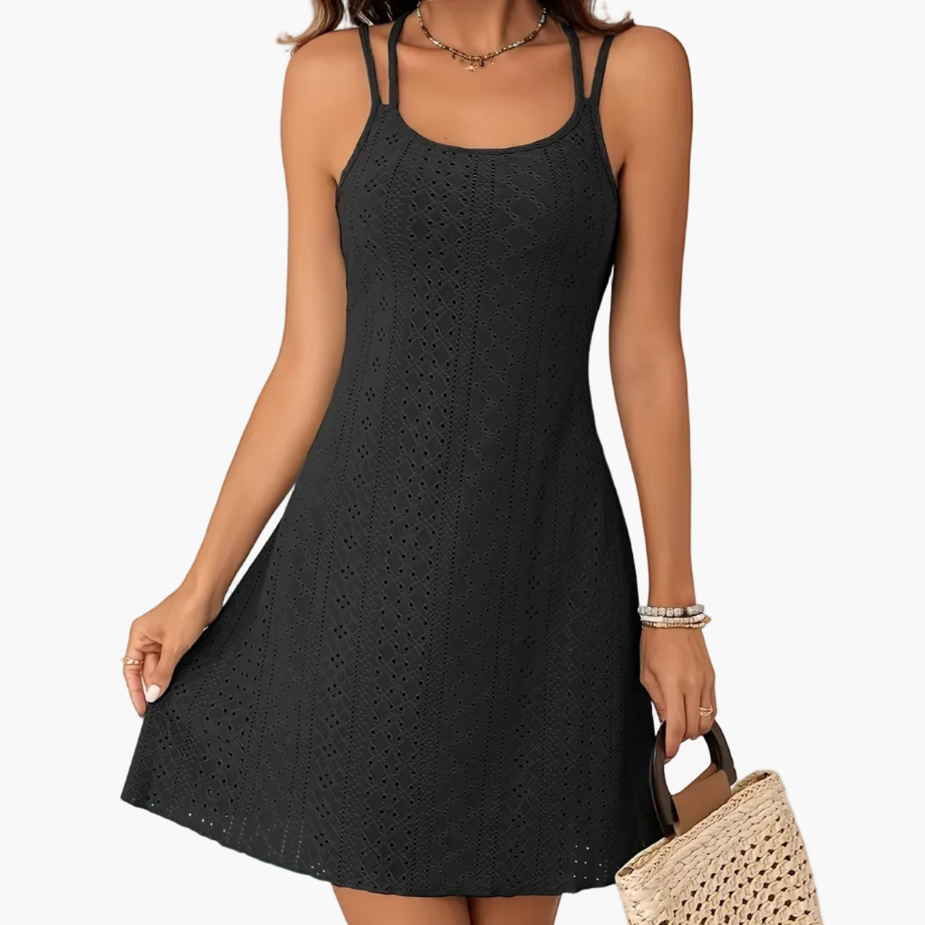 Robe d'été élégante pour femme à bretelles, style bohème chic, idéale pour les sorties et vacances