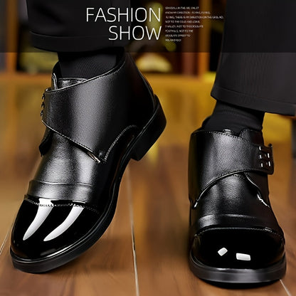 Chaussures montantes homme noires avec bout verni et patte auto-agrippante