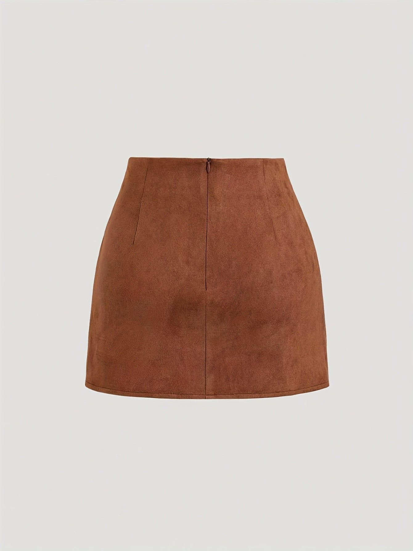 Mini-jupe plissée femme effet suédine marron foncé, camel et noir